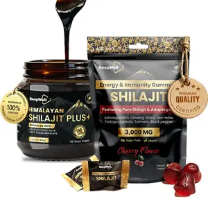 BeepWell Shilajit Gummies & Resin Combo with Ashwagandha – Vitality & Wellness Supplement for Immune Health & Stress Management Healthcare Natural