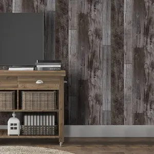 Grey Wood Peel & Stick Wallpaper (17.3" × 80") | Waterproof Self-Adhesive Wood Grain Contact Paper for Bathroom, Backsplash & Furniture Renovation