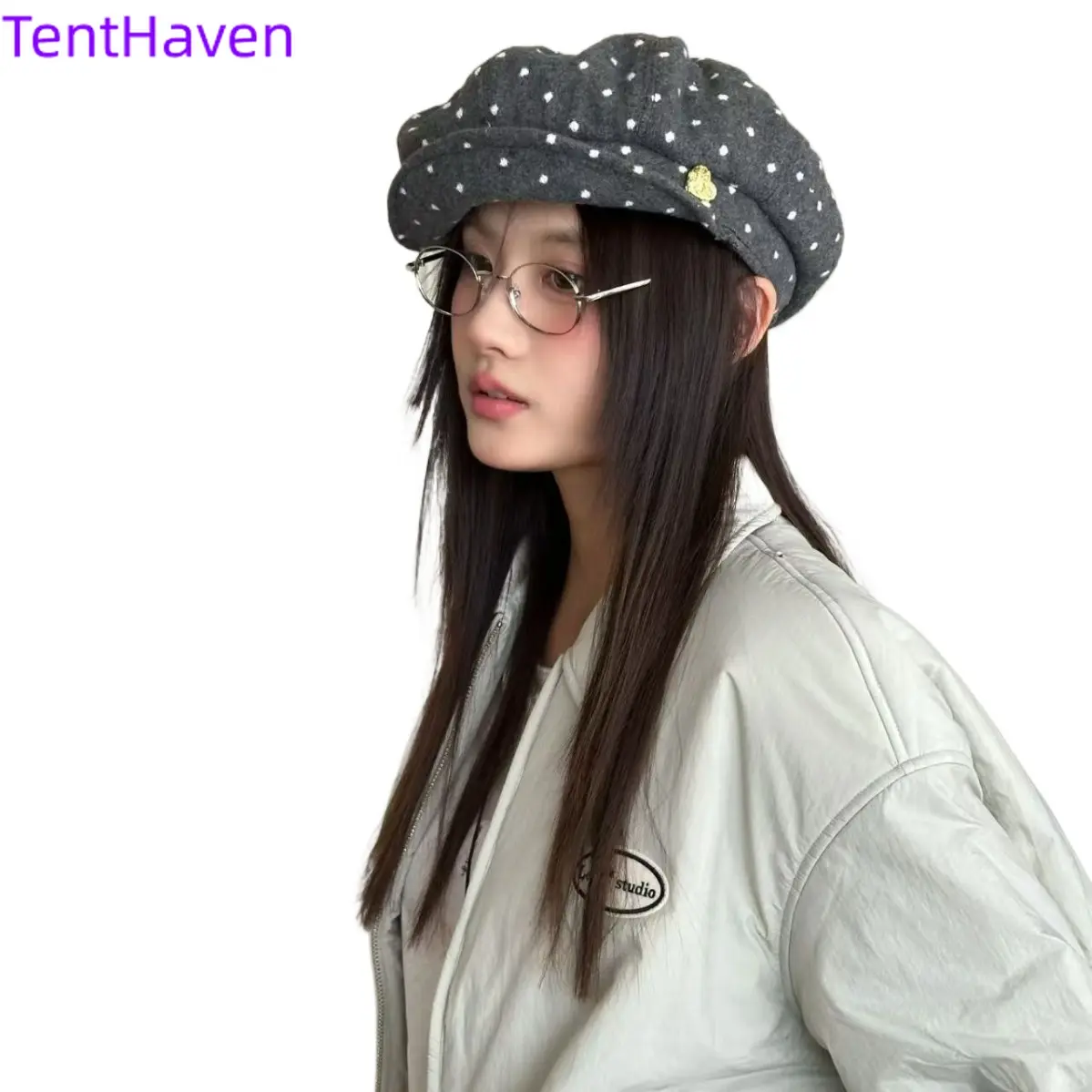 Japanese Wave Cotton Beret for Female, Lightweight Sun Hat with Oversized Top for Slim Face Fit, Japanese Waves, Casual Wear, Slim Face Effect, Japanese Wave Point