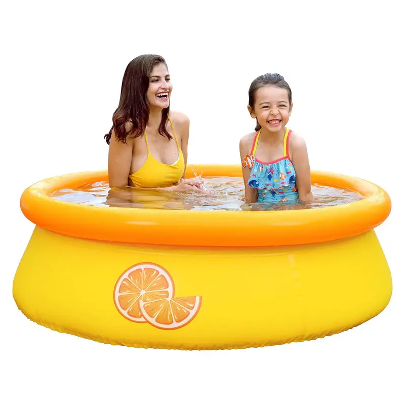 SunClub JLeisure 3D Orange,Pineapple, Blue - Inflatable Swimming Pool 5' x 16.5" Above Ground Family Fun Easy Setup No Tools Needed Durable PVC Material Puncture Resistant Drain Plug Included