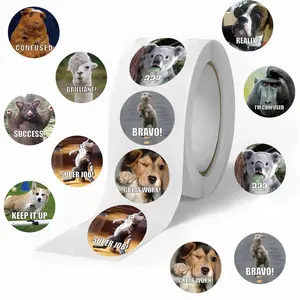 Funny Animal Pattern Reward Sticker, 500pcs/roll Motivational Positive Sticker, Reward Sticker for Teacher Classroom, Encourage Kids to Do Chores Go to The Toilet, Decor