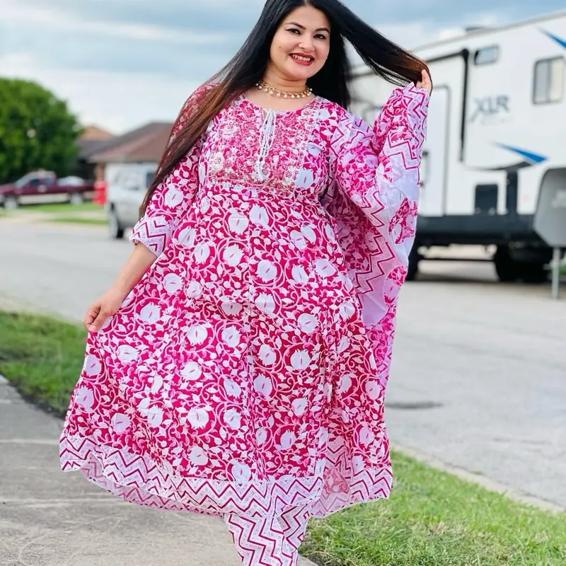 Cotton Kurtha - Pink and White Patterned Dress for Cotton Apparel Needs