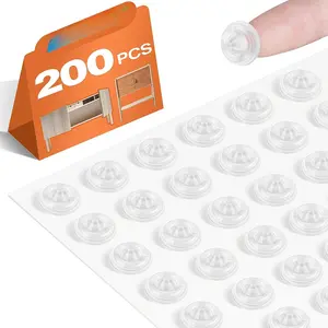 200 count Cabinet Door Bumpers Clear Rubber Self Adhesive Cabinet Stoppers Pads Sound Dampening Cupboard Door Bumpers Dots for Kitchen Drawers, Picture Frames, Furniture
