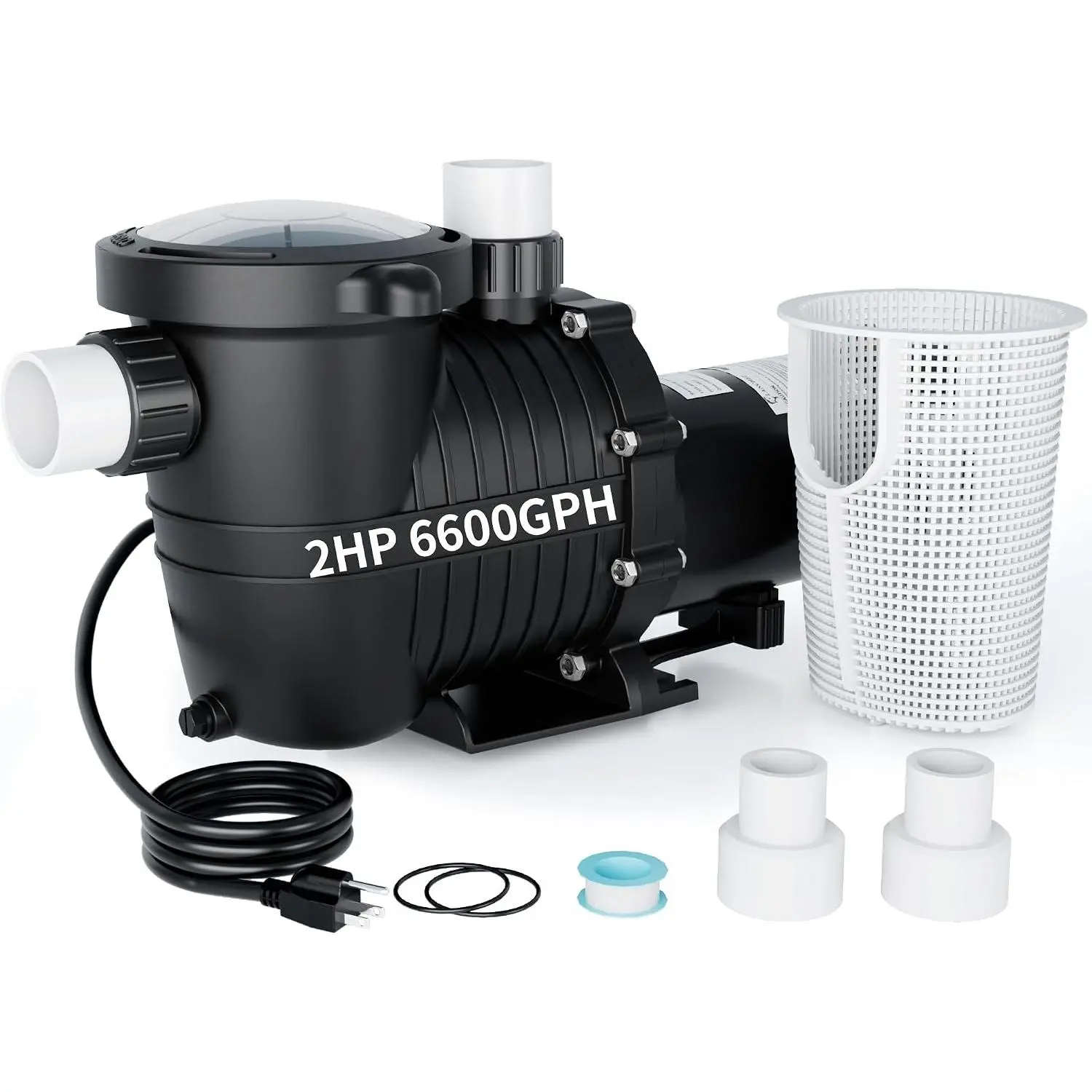 LANCHEZ In/Above Ground Pool Pump, High Flow Self Primming Swimming Pool Pumps Above Ground, Charcoal black
