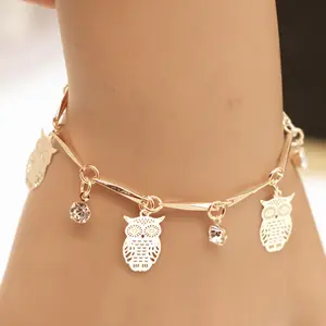 Golden Owl Shiny Accent Bracelet - Quiet Luxury Trendy It Girl Daily Glam Ethnic Style Adjustable Women’s Gift Jewelry