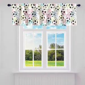Feelyou Football Pattern Curtain Valance - 1 Panel (52"Lx18"W) Pink Beige Sports Theme Piece for Kitchen, Home Decoration, Window Use & Sports Enthusiasts, Kitchen Curtain, Home Decoration Curtain