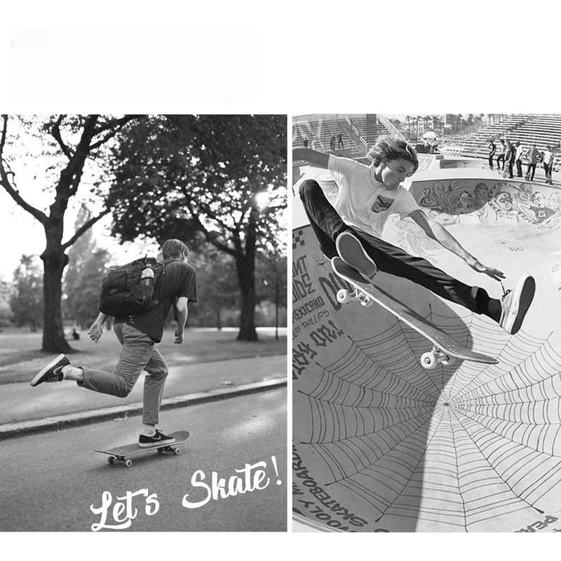 skateboard carry WhiteFang Skateboards for Beginners, Complete Skateboard 31 x 7.88, 7 Layer Canadian Maple Double Kick Concave Standard and Tricks Skateboards for Kids and Beginners skater  xl