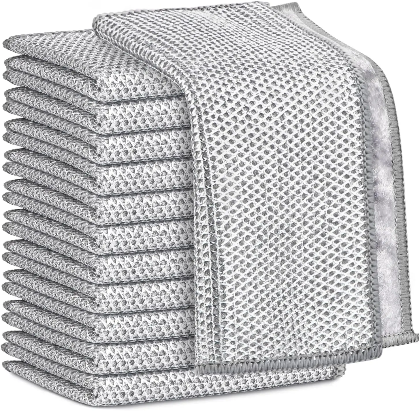 10-Count Multi-Purpose Durable Scratch-Resistant Cleaning Tools Set - Reusable 2-Layer Polyester Dishcloths, Metal Pad/Scrubber for Dishes, Desk, Sink, Toilet Home Cleaning Supplies