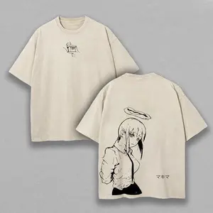 Makima - Chainsaw Man T-Shirt Anime Clothing Makima Tee Washed Heavy Cotton T-shirt, Gift For Anime Merch Fan, Manga Lover Gift Gift For Him Gift For Her Menswear Clothing anime lover Vintage Crewneck