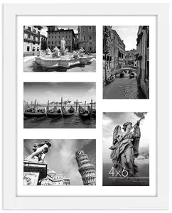 Americanflat Collage Frame Fits Five 4x6 Photos Shatter-Resistant Glass Modern Profile 11x14 Size Easy Placement Decor for Wall and Shelf Display