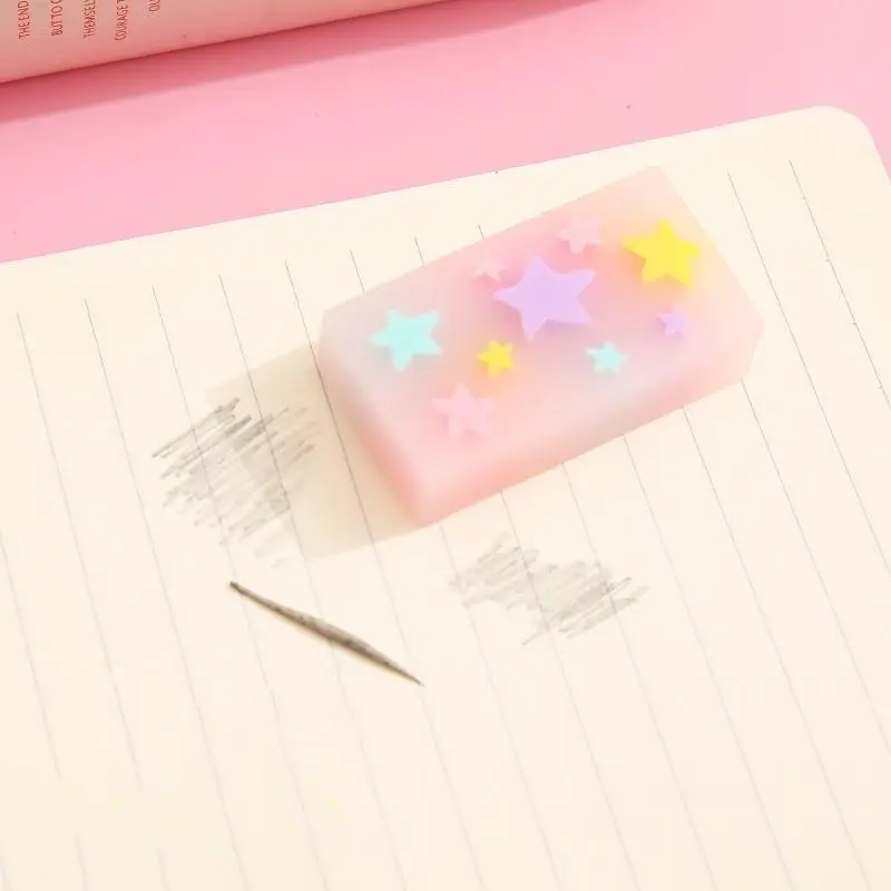Cute Star Shaped Eraser, 1 Count Clear Eraser with Dust Cover, Portable Eraser for Students, Office Stationery & Supplies