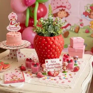 Strawberry-shaped base for girls' rooms or desks. Strawberry Shaped Planter – Cute 3D Printed Home Decor