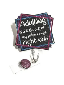 Adulting Badge Reel, 2”, Retractable Swivel Alligator Clip