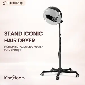 Kingsteam Professional Ionic Hair Dryer with Adjustable Hood Floor Stand & Wheels for Salon Hair Styling Tools - 1875W Powerful Performance Purple&Golden
