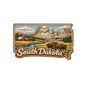 ColorFlow | South Dakota Monument Plains Vinyl Sticker | Black Hills Farmland Bison and Historic Peaks Art