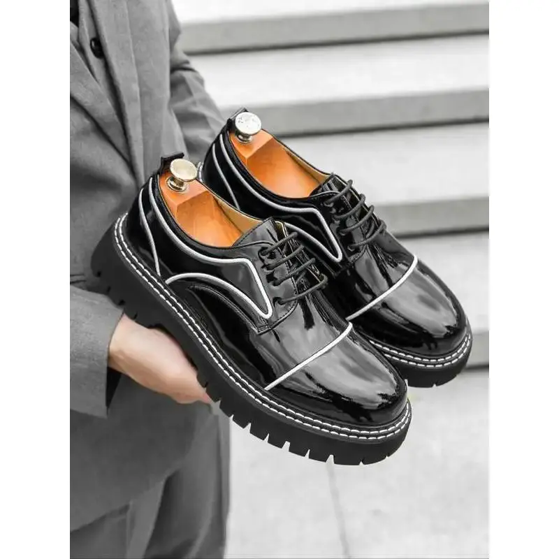Men's Business Formal Lace Up Dress Shoes, Fashionable Contrast Binding Design Dress Shoes for Work Office, Male All-match Commuter Shoes for Daily Wear