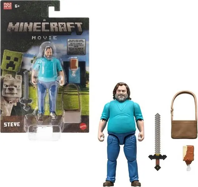Minecraft Movie 4-in Unisex Posable Action Figure, Collectible Game Figure with Accessories Inside, Video Games Collectible