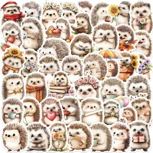 50 Cartoon Hedgehog Stickers Set, DIY Waterproof Decorative Decals for Guitar Notebooks Luggage, Perfect Gift for Kids & Adults