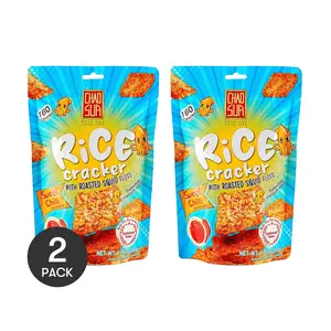 2 Pack CHAO SUA Thai Crispy Rice Snacks - Sweet & Spicy Squid Flavor - 50g Each | Must-Try Thai Snack from 7-Eleven & Big C