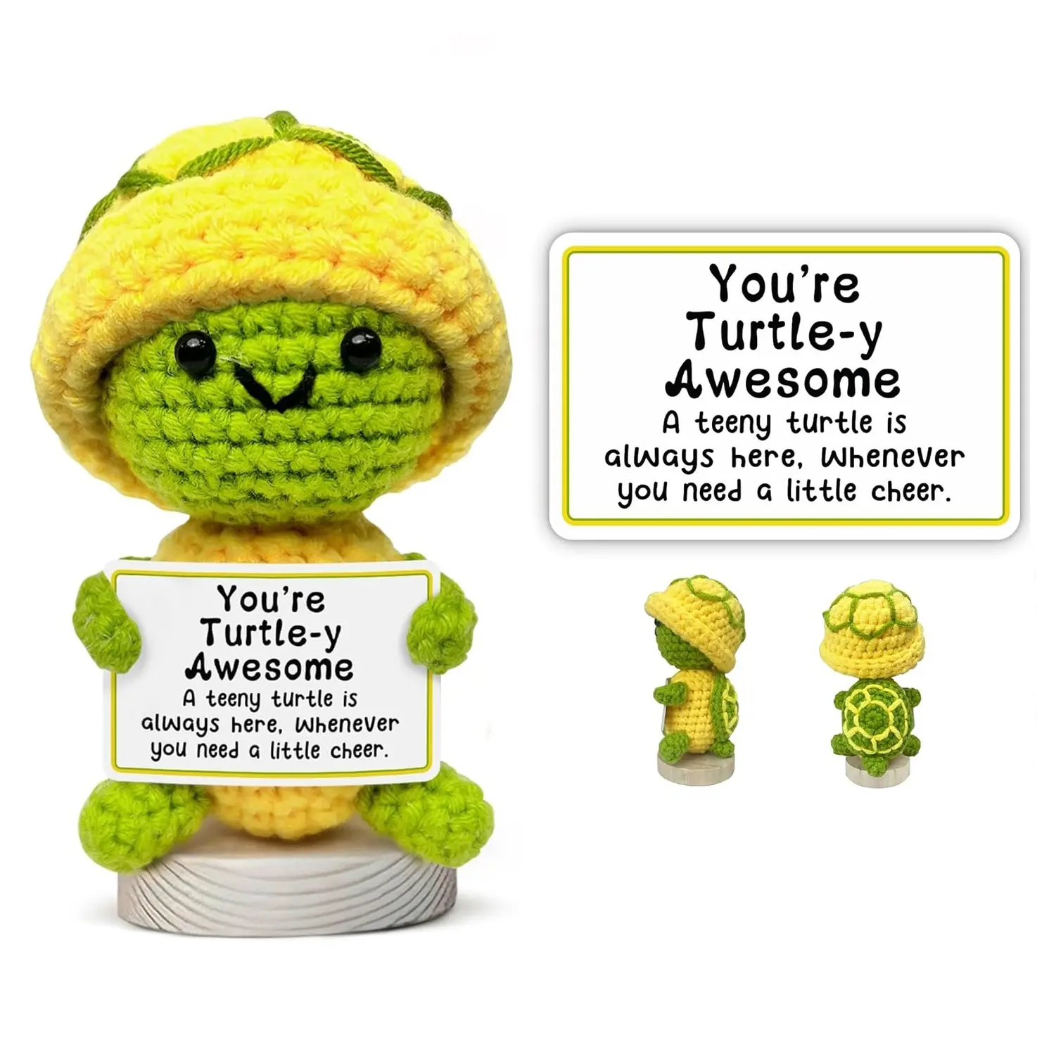 Inspirational Positive Turtle Crochet Gift for Women, Soft Stuffed Doll Perfect for Christmas & Birthdays, Ideal Thank You Present for Friends & Teachers, Crochet Figure Stuffed Animals, Huggable Stuffed Animal, Amigurumi Gift, Soft Cuddly Gift