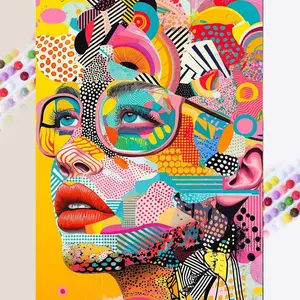1 set of DIY diamond painting kit, 5D diamond art set, DIY decoration colorful abstract painting, Diamond Pattern Design. Mosaic, diamond art, DIY art home decor, Wall art painting, suitable for Christmas.