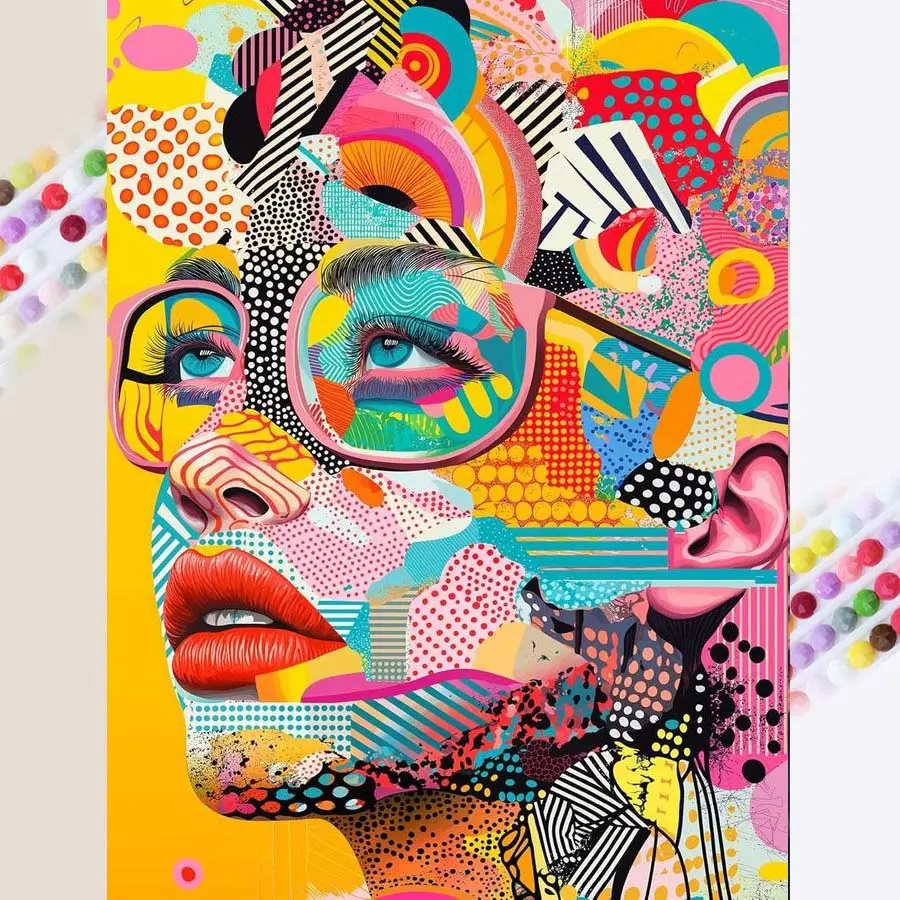 1 set of DIY diamond painting kit, 5D diamond art set, DIY decoration colorful abstract painting, Diamond Pattern Design. Mosaic, diamond art, DIY Craft art home decor, Wall art painting, suitable for Christmas.