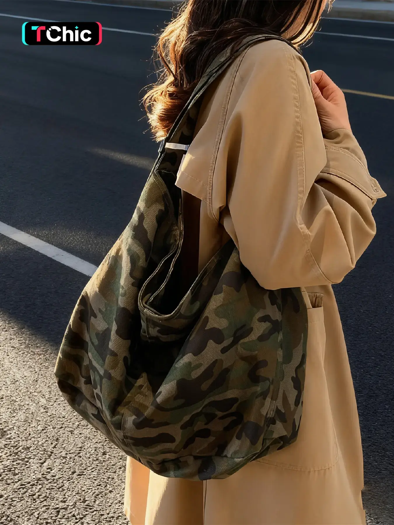 Simple and stylish everyday camouflage pattern tote bag, women's casual large-capacity shoulder crossbody bag, Boho Shoulder Bag, Bohemian Crossbody Purse, Casual Fashion Bag