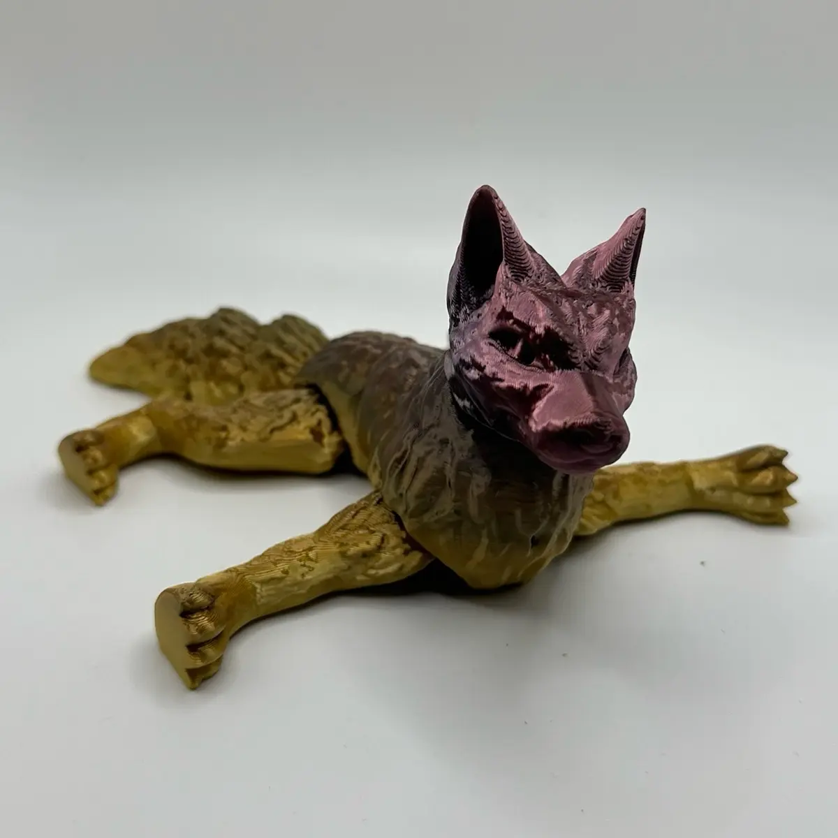 Articulated Flexi Wolf Figurine 3D Printed – 7” Long Poseable Animal Toy or Decor