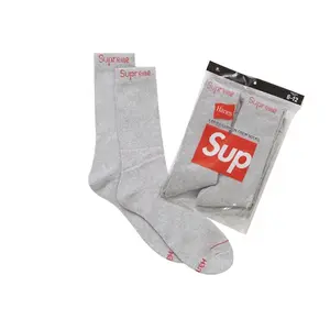 Supreme Hanes Crew Socks (4 Pack) Heather Grey