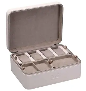 Volta Jewelry Case - 4-Piece Combination Watch & Jewelry Case in Nude Leather