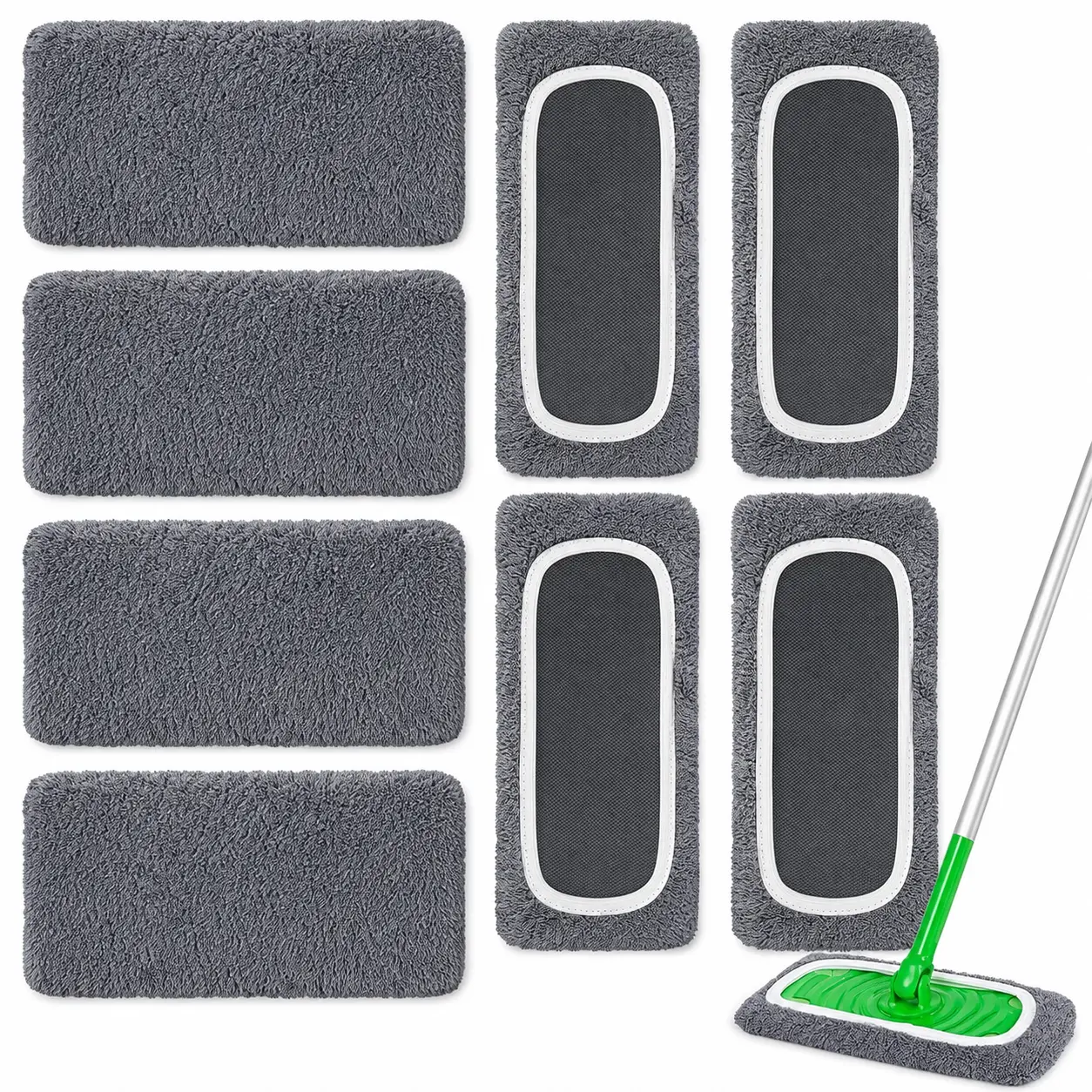 4, 8 or 12-Piece Replacement Mop Cloth Set – Mop Head Pads for Dusting and Floor Cleaning in Kitchens, Bedrooms, Homes and Commercial Spaces
