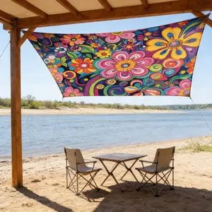 1pc Vintage-Style Floral Camping Tarp Designed for Gardens And Courtyards Serving As a Beach Sunshade Curtain for Outdoor Adventures Enhancing Beauty And Decoration (Poles Not Included)