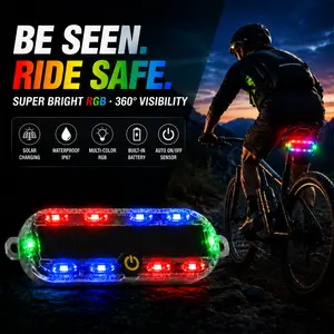Solar RGB Car Warning Lights, Motion Sensor Anti-Collision Flashing Emergency Strobe Light, IP67 Waterproof LED Night Lamp, Cool Funny Universal Auto Accessories, RGB Car Decor for Cars, Trucks, Motorcycle & Bike, Solar Powered Anti-Rear-End Warning Lamp