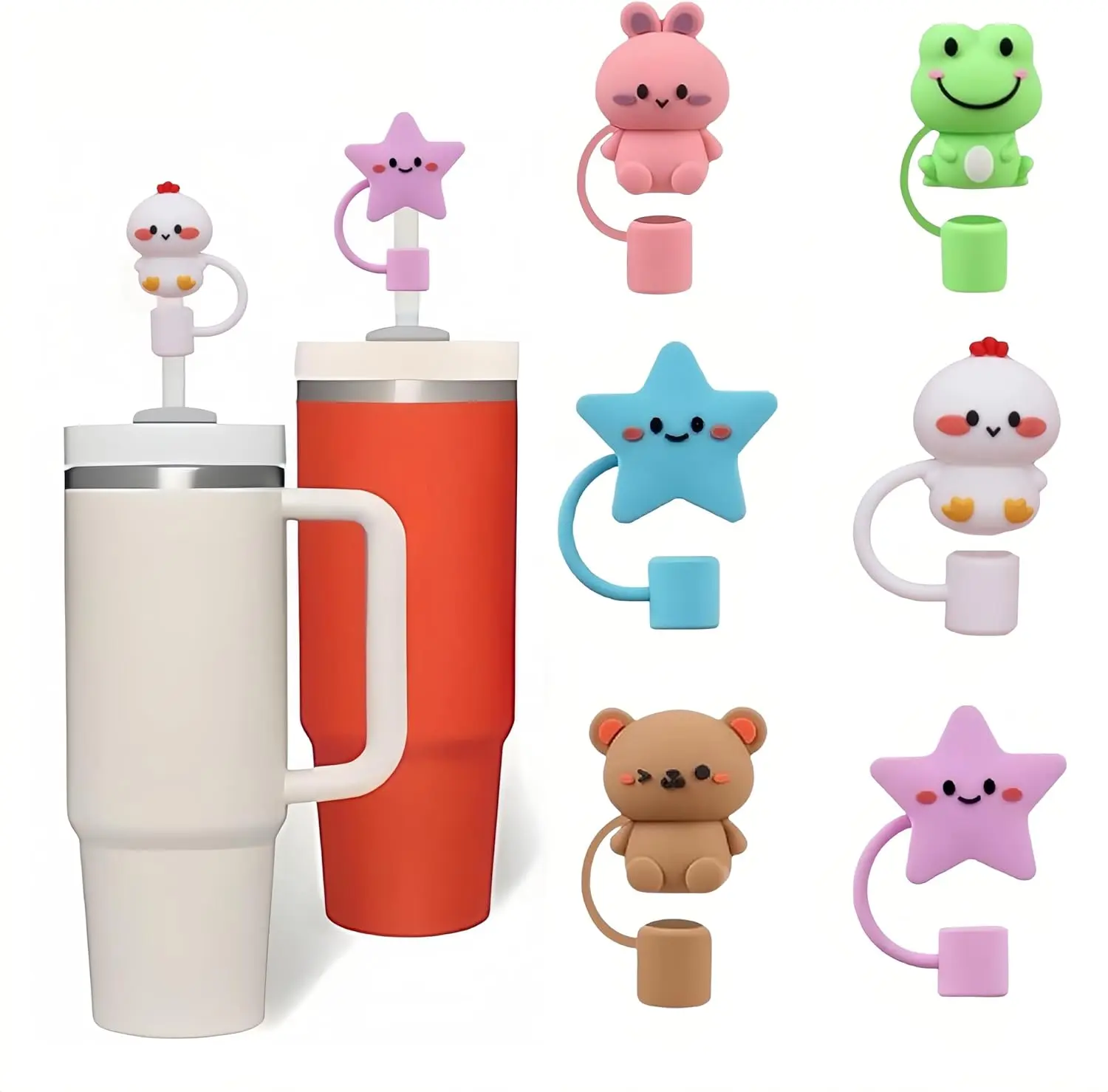 6Pcs Straw Cover Cap for Cup,Silicone Straw Topper Compatible with 30&40 Oz,Stanley Accessories Drinking Straws Plug 10mm 0.4in Dust-Proof Reusable Straw Tips Lids Drinkware Tumbler