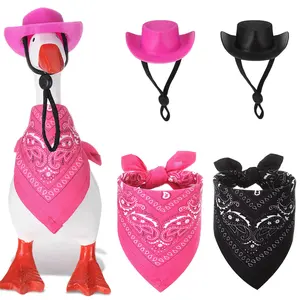 2 Set Western Cowboy Mini Desk Goose Outfits 7'' Magnetic Goose Statue Toys Clothes for Table Decor Valentine‘s Day
