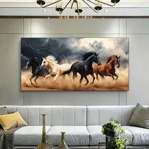 1pcs Framed Canvas Painting, Modern Horse in Field Canvas Painting Art Living Room Modern Canvas Poster Bedroom and Living Room Decoration [Solid Wood Frame, Canvas Print].The presentation effect is based on the actual size.