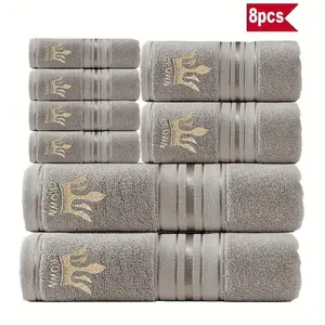 Luxury Hotel Quality Towel Set, 8 Counts/set Soft Absorbent Towel, Including Bath Towel & Towel, Bathroom Towel Set for Home Hotel Salon, Premium Towel Set