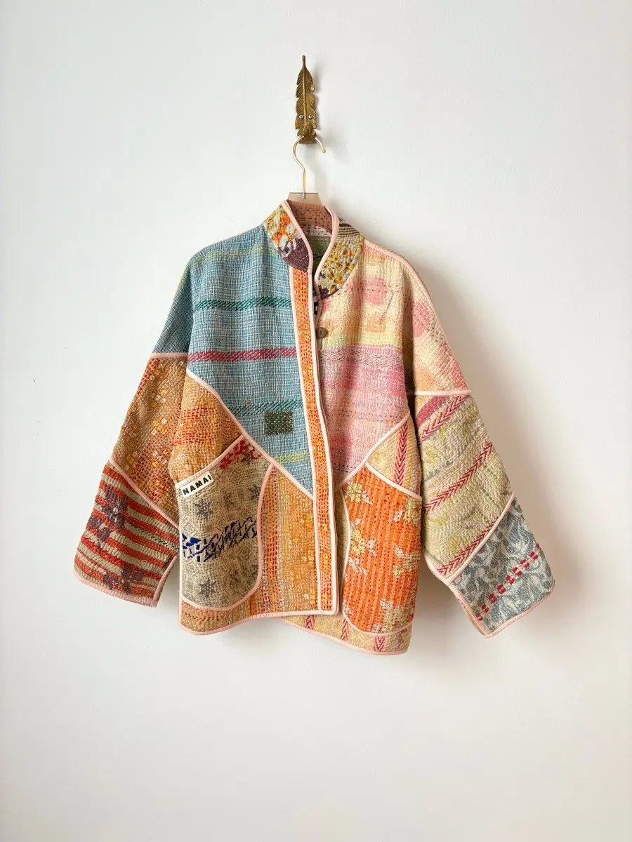 Reversible Ladhiya Quilted Jacket in Colors Pink, Blue, Orange, Tan & Purple, Blue, Clay, Baby Pink