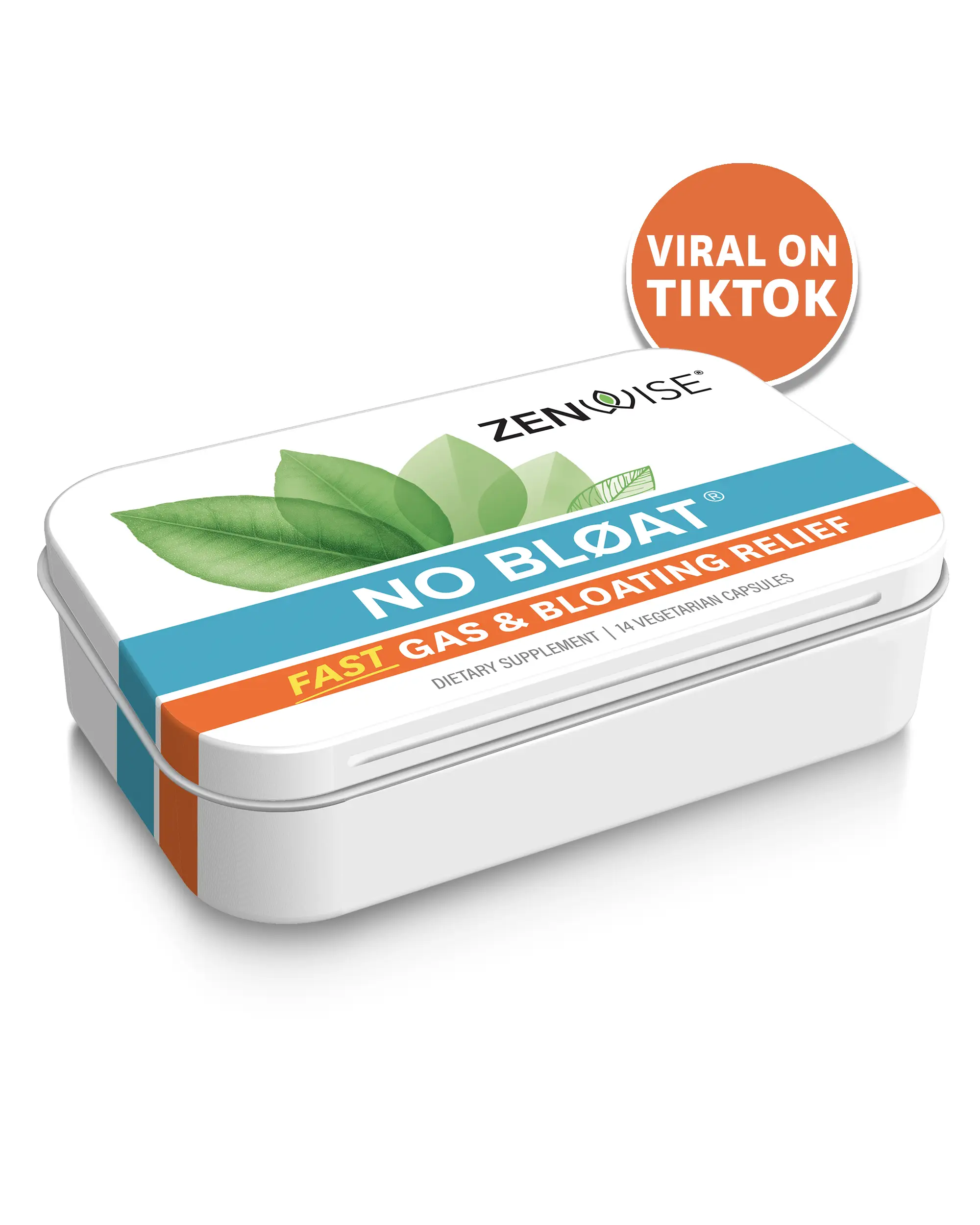 Zenwise No Bloat Travel Tin - Digestive Enzymes + Probiotics + Organic Botanicals for Bloating and Gas Relief - 14 Count