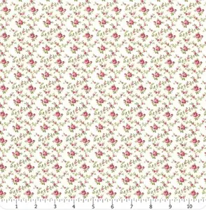 French Roses Light Cream Trellis Rose Buds Pink by Clothworks