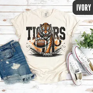 Retro Tiger Shirt, Comfort Colors Game Day Tee, Vintage Football Season T-shirt