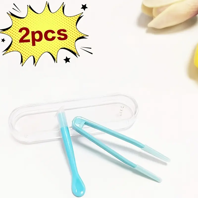 2pcs of tweezers designed specifically for women's faces, with storage box and support rod, portable travel tweezers suitable for home and travel use，Contact lens removal tool, Cosmetic Tools, Portable Beauty Tool