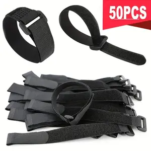 Reusable Cable Wire Tie, 50pcs Durable Cable Tie with Hook & Loop Design, Cable Management Tie for Home, Office, Workshop Organization