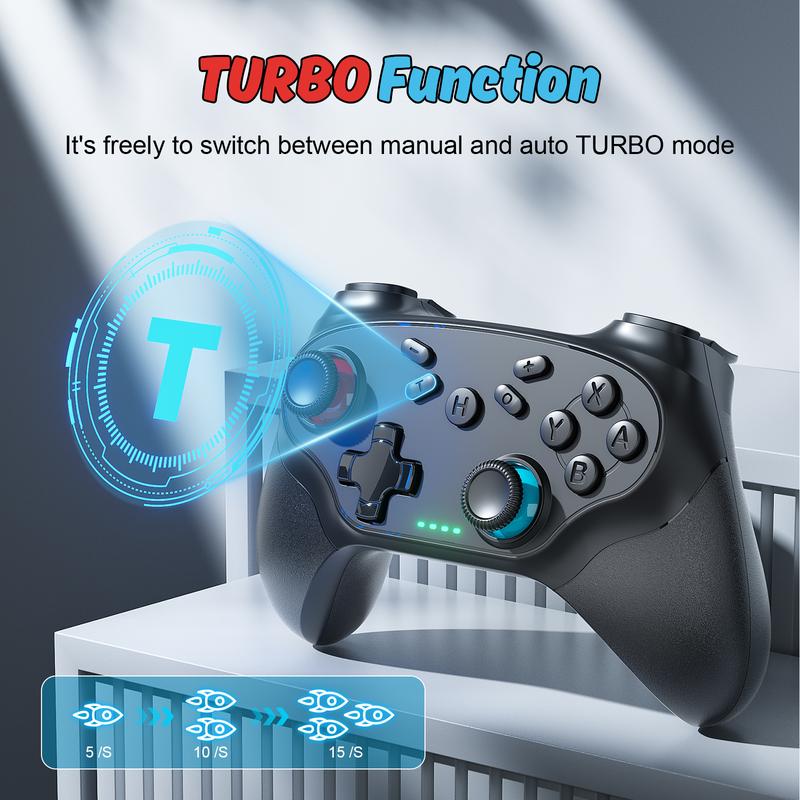 Wireless Switch Pro Controller for Nintendo Switch - Switch Controller Support Turbo Function Compatible with Nintendo Switch/Switch Lite/Switch OLED/Windows PC (Black)