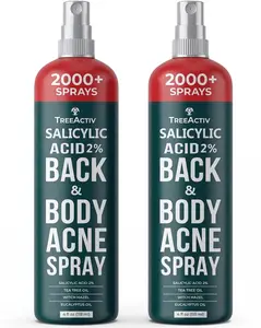 TreeActiv Salicylic Acid Back & Body Acne Spray, Fine Mist Back Spray for Bacne & Chest Acne, Tea Tree + Eucalyptus, Fast-Drying Non-Staining, 4 fl oz (2-Pack, 8 fl oz Total)
