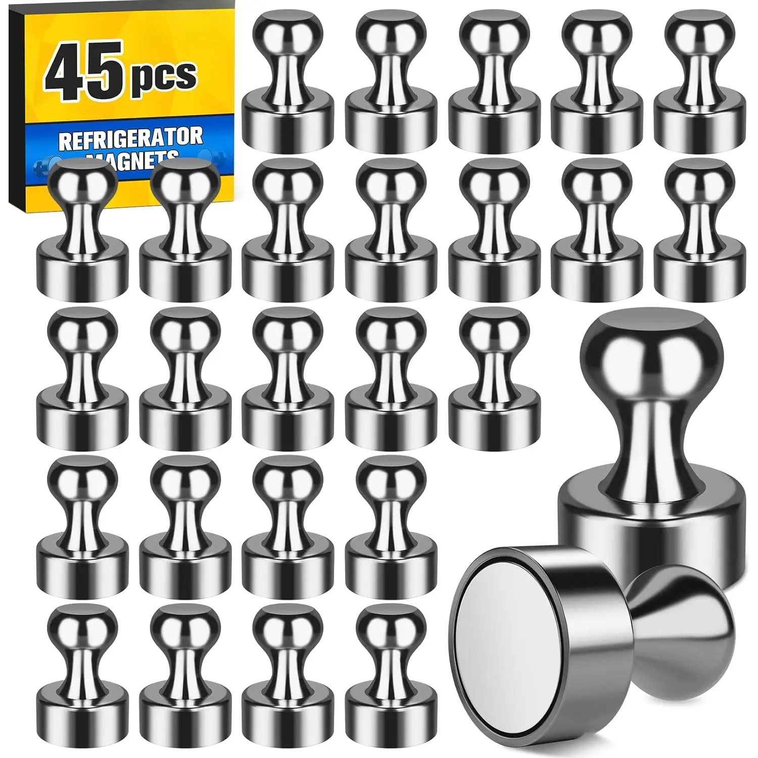 45-Pack Black Mini Refrigerator Magnets - Hanging, Whiteboard, DIY Kitchen & Home Cabin Hardware Tools