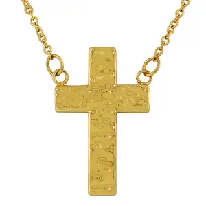 Hammered Gold Cross - Religious Pendant for Men and Women