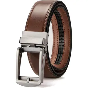 Mens Belt Leather Ratchet 1 3/8'' Belt For Men Gift Dress and Casual with Adjustable Buckle, Trim to Fit