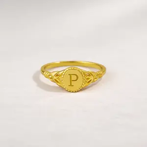 Customized Initial Ring, Initial Signet Ring, Initial Personalized Ring, Initial Wedding Ring Gift For Mother, Gold Letter Anniversary Ring