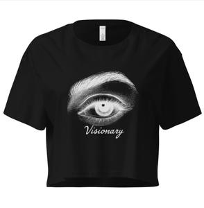 Visionary Crop Top - 100% Combed Cotton Relaxed Fit Dropped Shoulder Cropped Length Women's T-Shirt with Eye Graphic Design